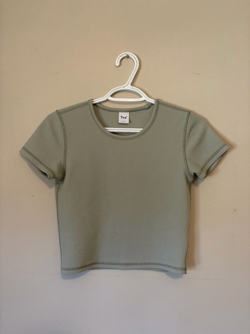 TNA Olive Sage Short Sleeve Waffle Tee